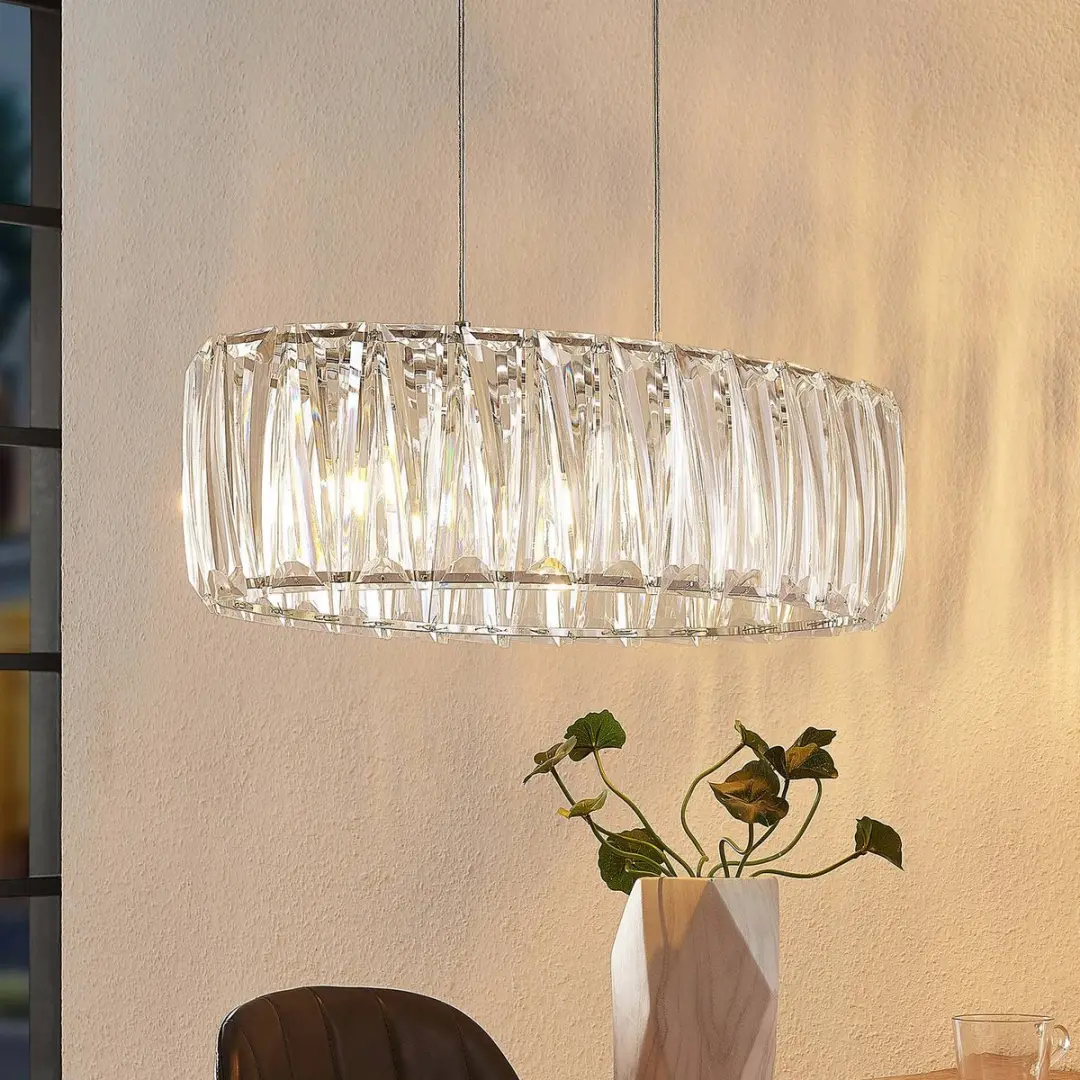 Lindby Hanglamp 3-lichts Acryl - Ø68cm - Transparant/Chroom
