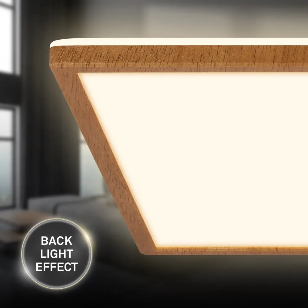 Briloner Tava Wood LED Plafondlamp 22W - 42x42cm