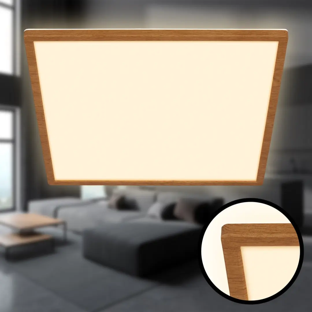 Briloner Tava Wood LED Plafondlamp 22W - 42x42cm