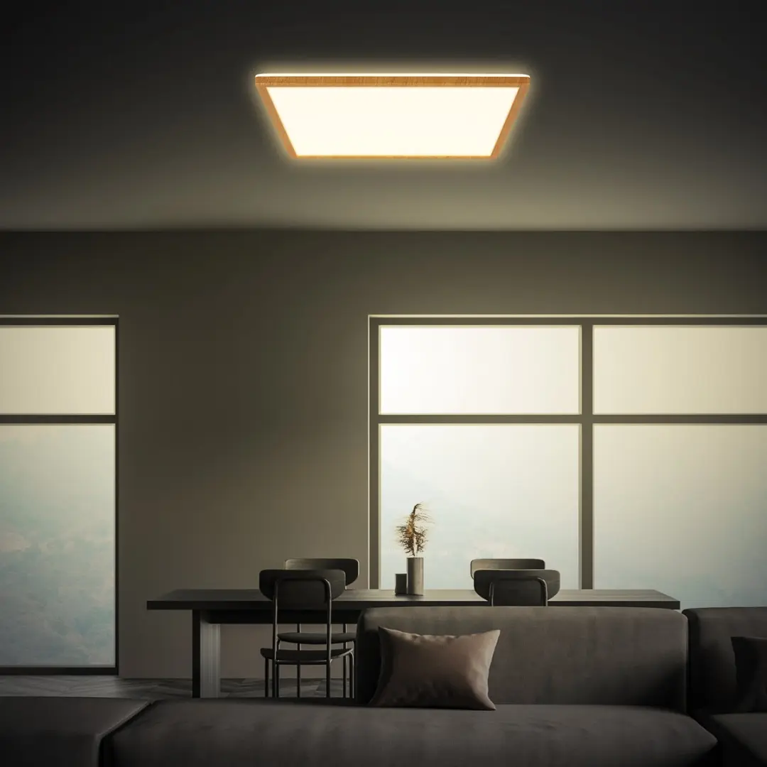 Briloner Tava Wood LED Plafondlamp 22W - 42x42cm