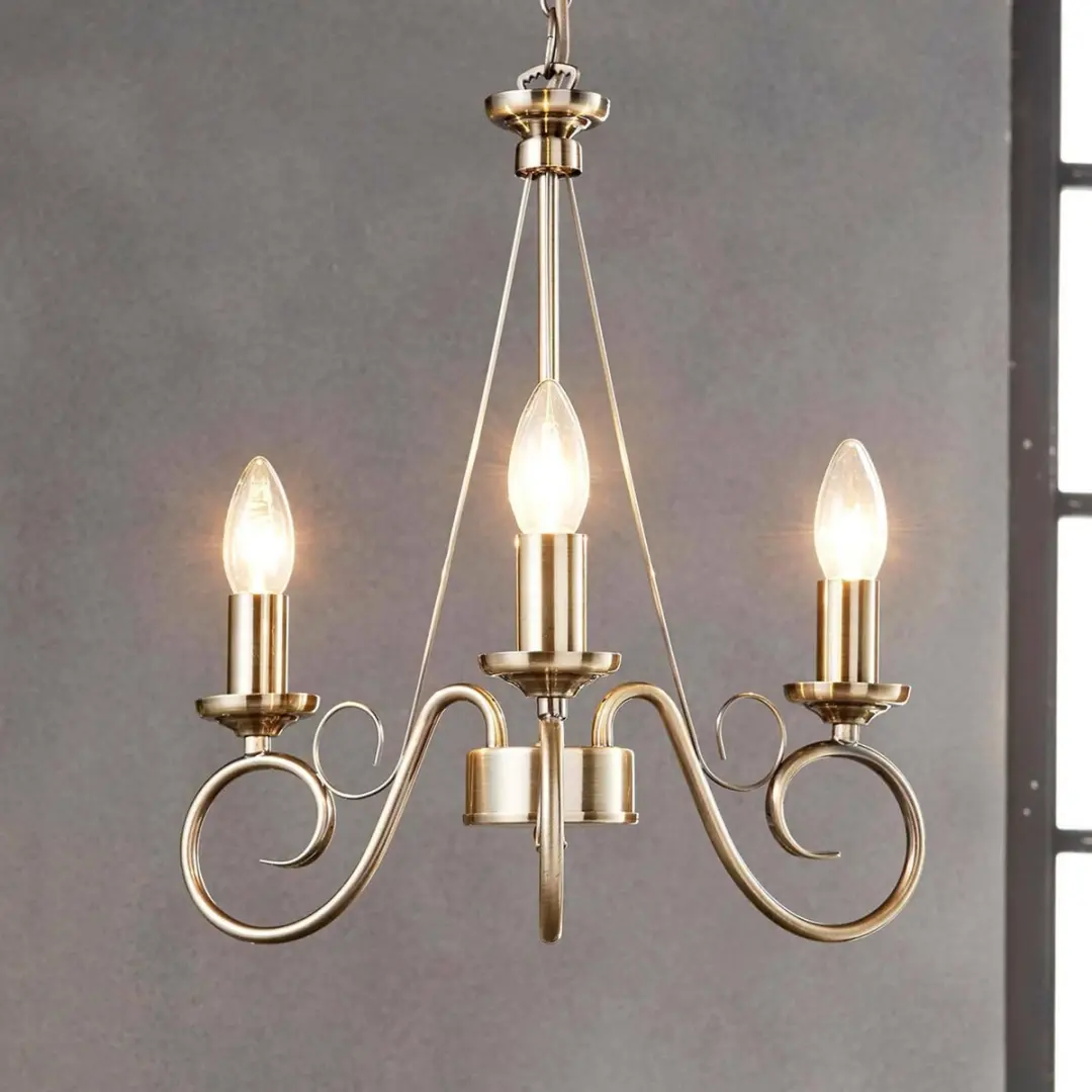 Lindby Kroonluchter 3-Lichts Antiek Messing