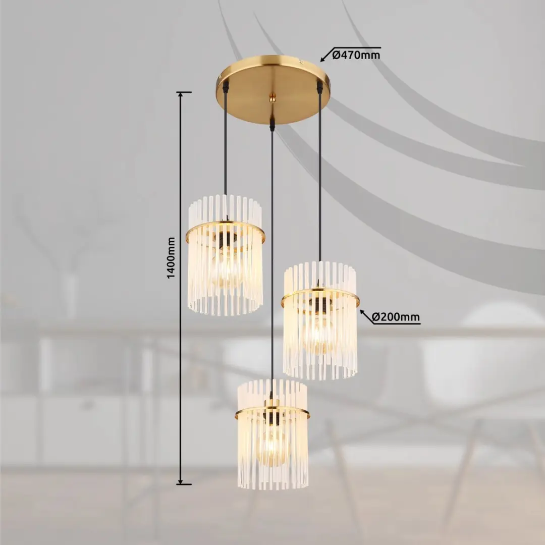 Globo Gorley Hanglamp - 3 Lichtpunten - Ø47cm - Goud
