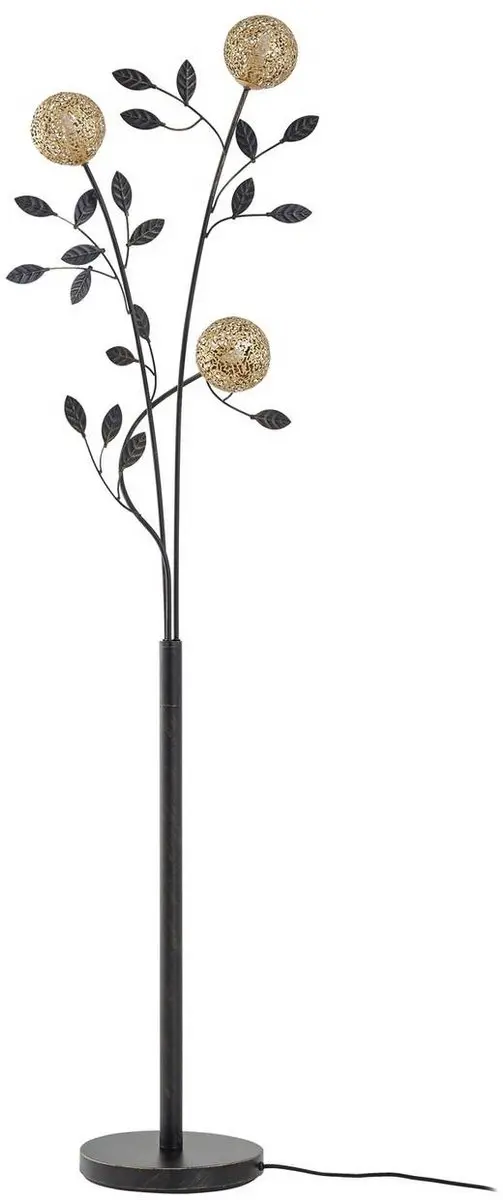 Lucande Vloerlamp 3-licht IJzer H160cm - Zwart/Goud