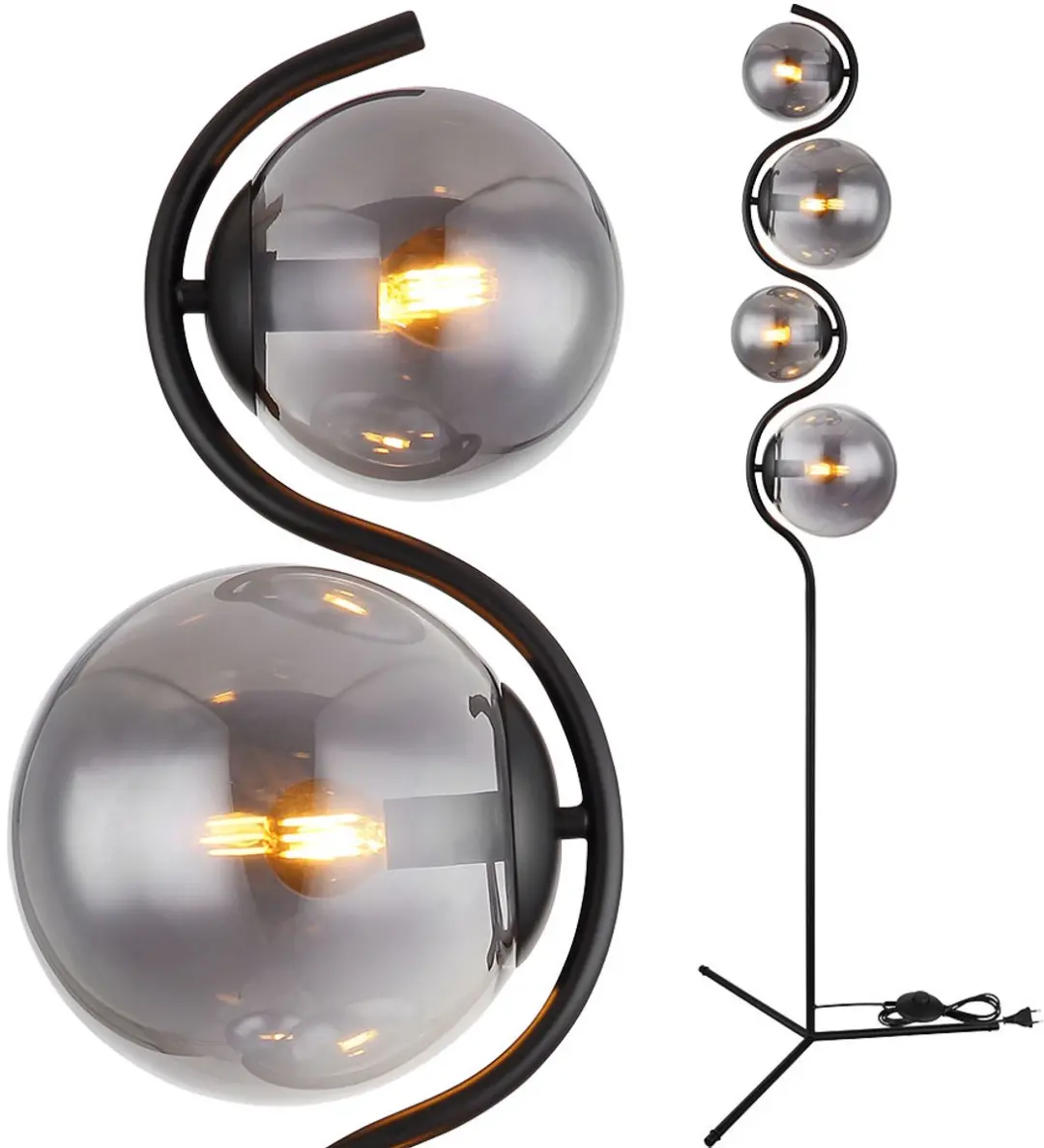 Globo Porry Vloerlamp - Zwart - Ø66cm - 4x E14