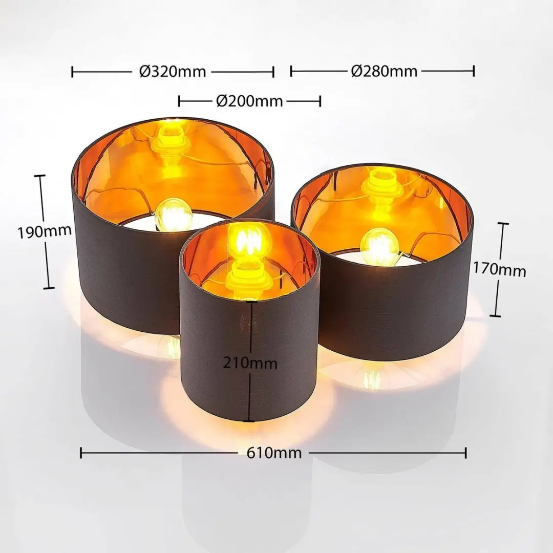 Lindby Plafondlamp 3-Lichts - Ø61cm - Grijs/Goud - afbeelding 6 van 6