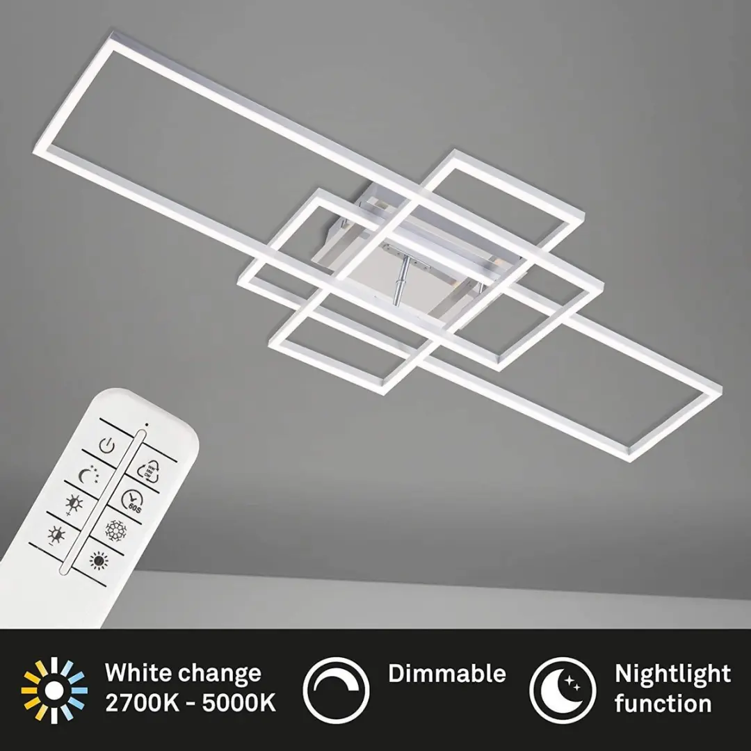Briloner LED Plafondlamp 55W - 104cm - Dimbare CCT - Chroom