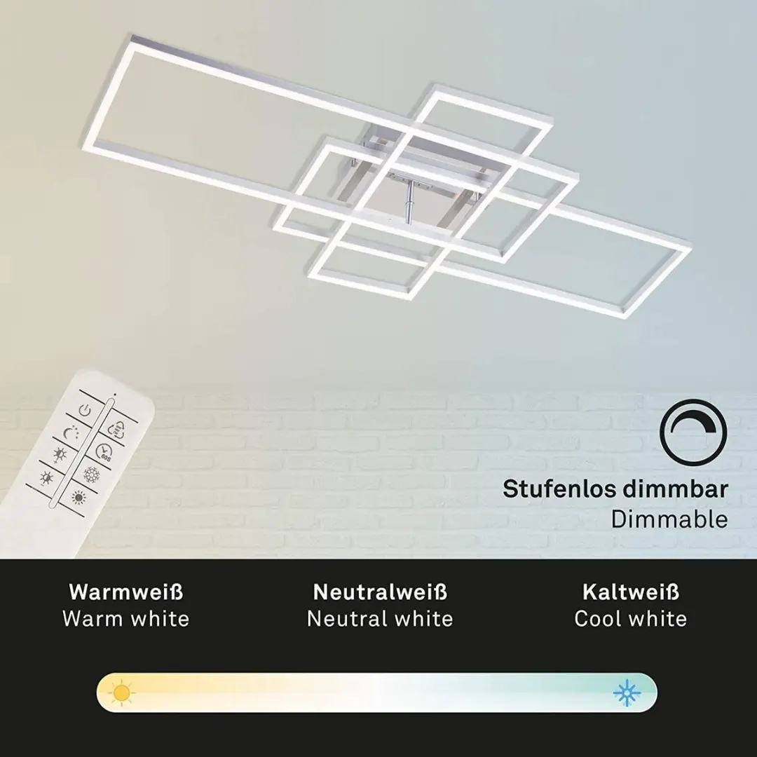 Briloner LED Plafondlamp 55W - 104cm - Dimbare CCT - Chroom