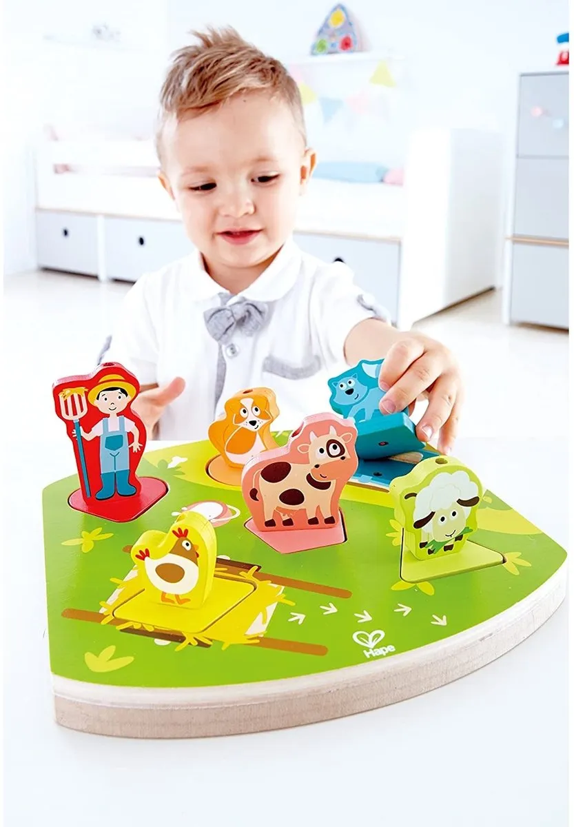 Hape Boerenerfgeluidenpuzzel E1614 - 7 Stuks - Veelkleurig