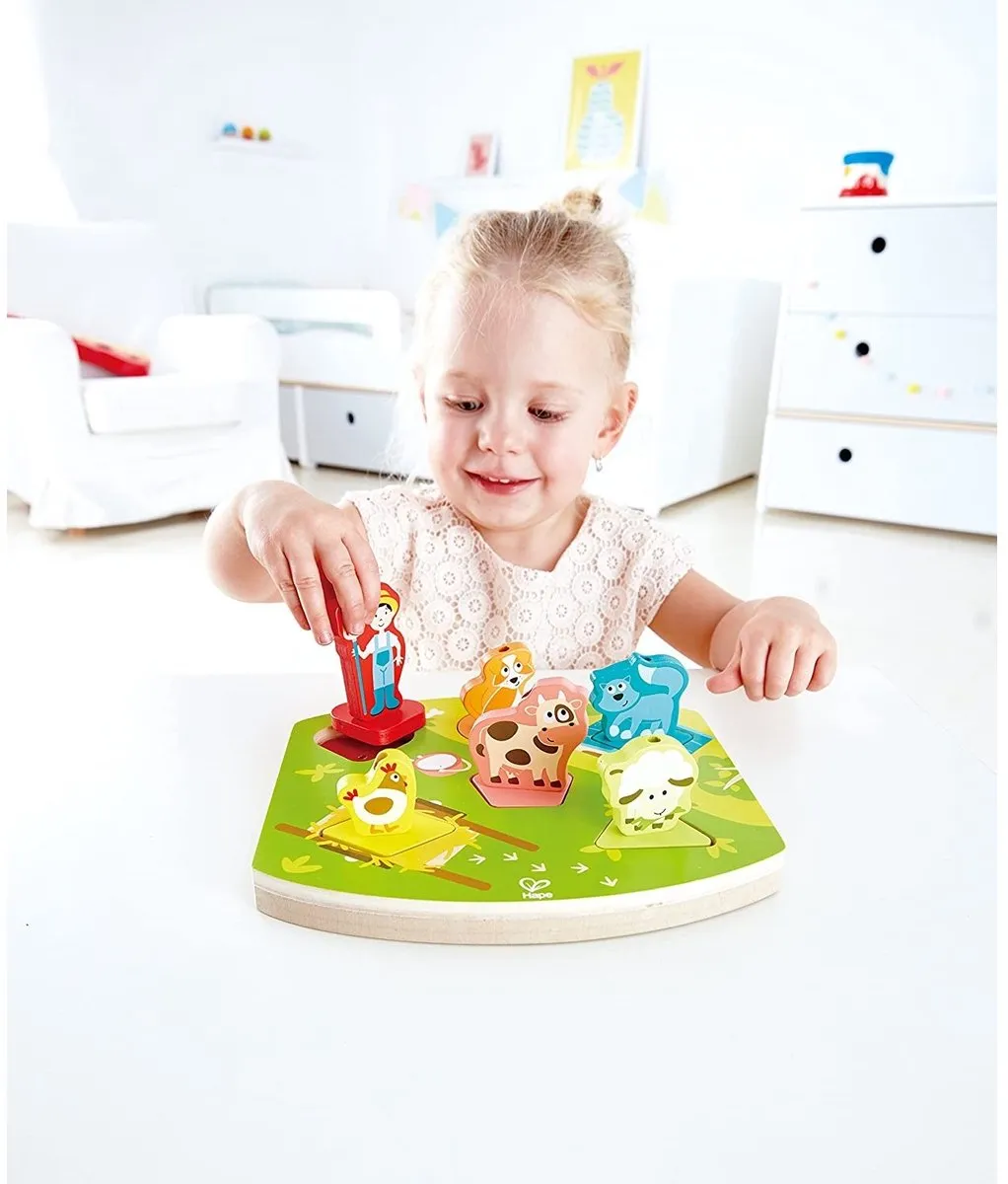 Hape Boerenerfgeluidenpuzzel E1614 - 7 Stuks - Veelkleurig