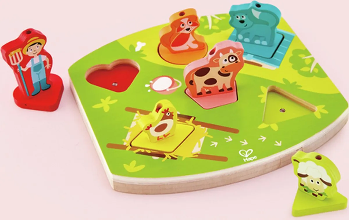 Hape Boerenerfgeluidenpuzzel E1614 - 7 Stuks - Veelkleurig