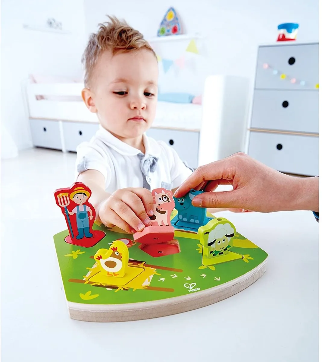 Hape Boerenerfgeluidenpuzzel E1614 - 7 Stuks - Veelkleurig