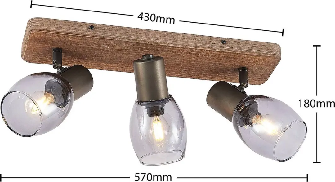 Lindby Buitenspot 3-lichts E14 Hout Donker Rookgrijs