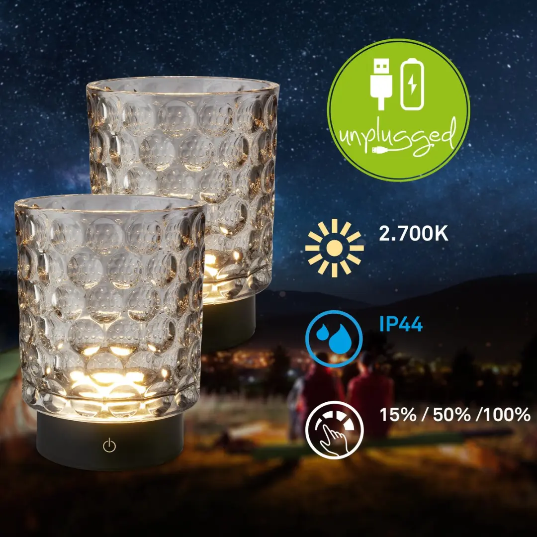 Briloner Sunora Oplaadbare Tafellampen - Set van 2 - Zwart