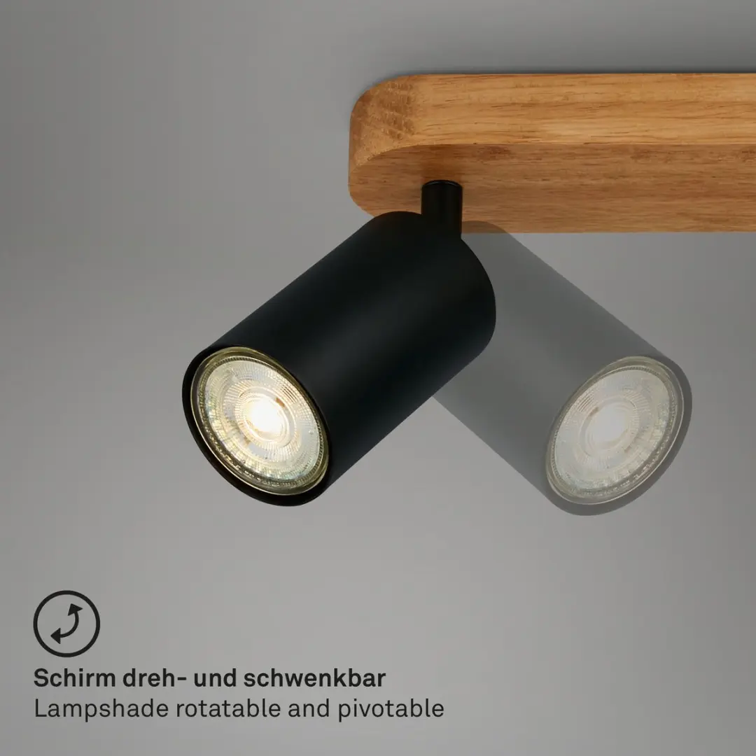 Briloner Vintage Industrieel Plafondlamp 2xGU10 9W - Mat Zwart