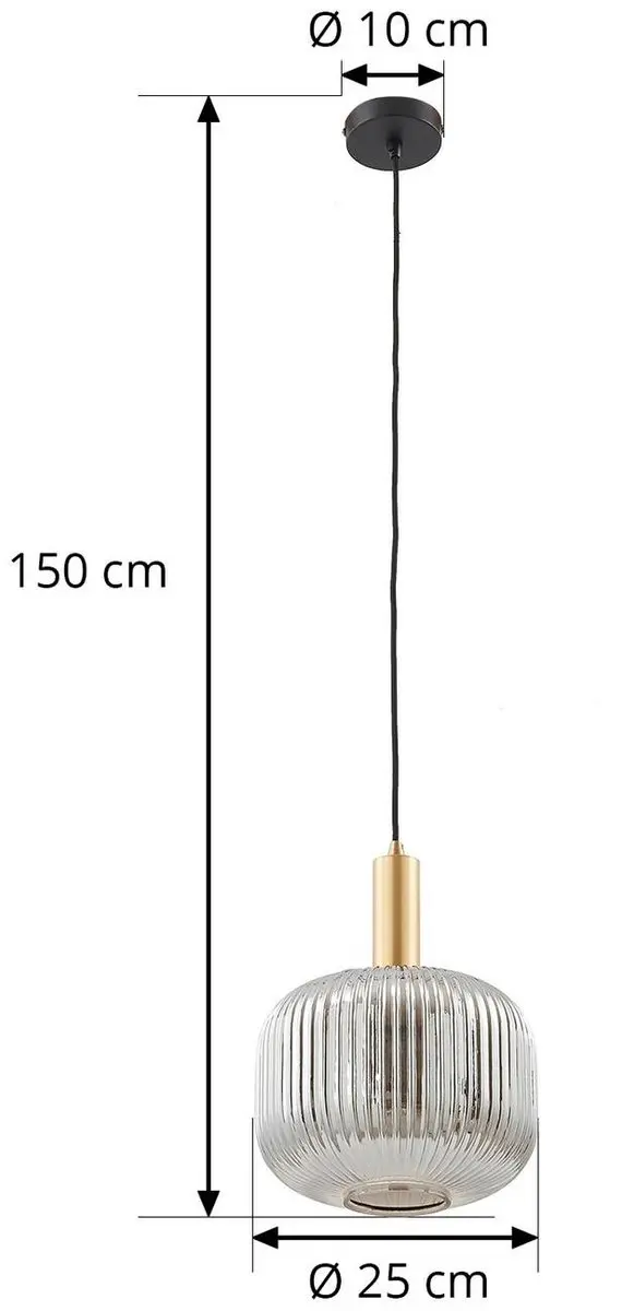 Lindby Hanglamp 1 Licht - Rookgrijs/Goud