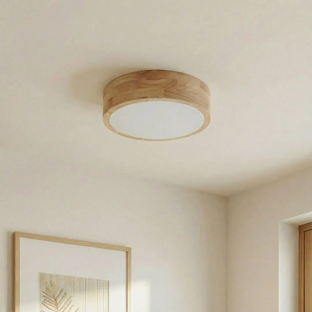 Lindby Plafondlamp Hout 2 Lichtpunten 30cm - Licht hout/wit