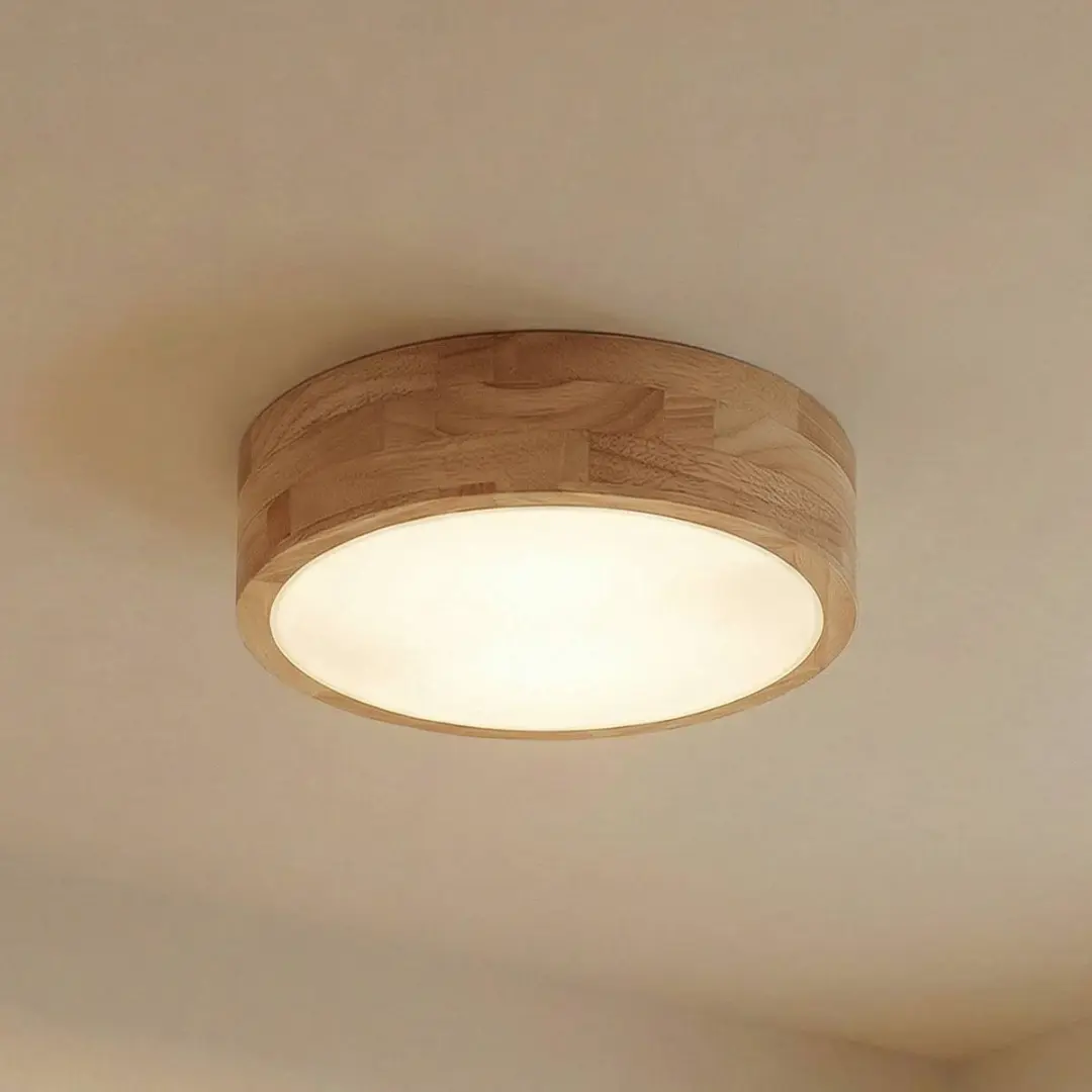 Lindby Plafondlamp Hout 2 Lichtpunten 30cm - Licht hout/wit
