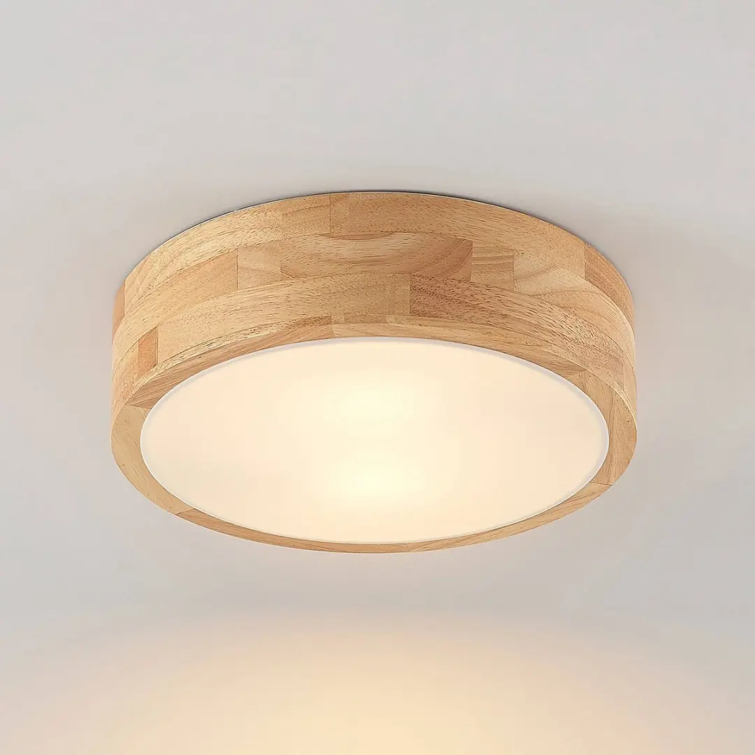 Lindby Plafondlamp Hout 2 Lichtpunten 30cm - Licht hout/wit
