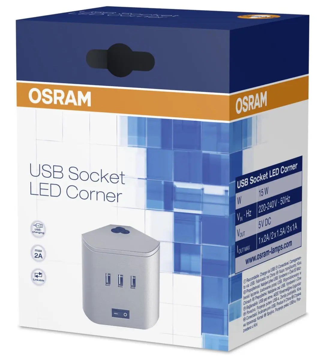 Osram Linear LED Corner USB - 3x USB A 2.0 - Zilver