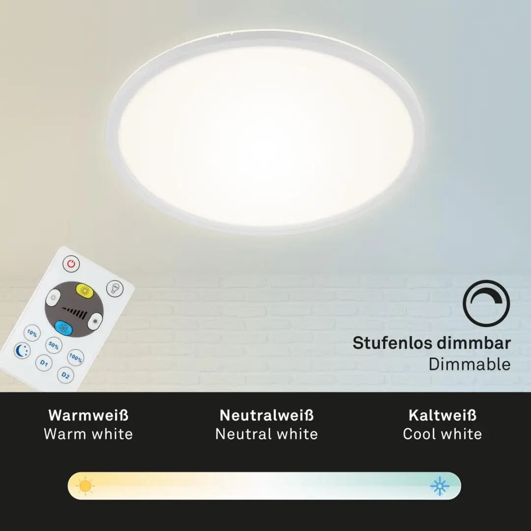 Briloner Slim LED Plafondlamp 22W 3000lm - Wit