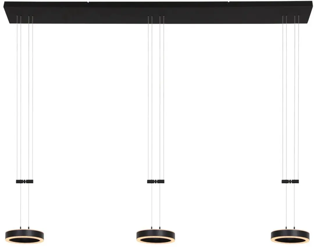 Steinhauer Piola 3501ZW Hanglamp - 3 Lichts - Zwart
