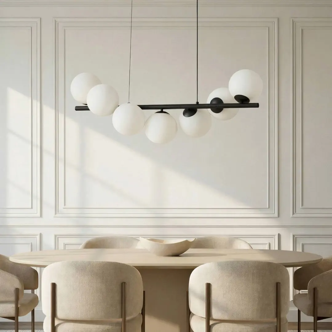 Lucande Hanglamp 7-Lichts Metaal Glas G9 - 33cm - Matzwart/Opaal