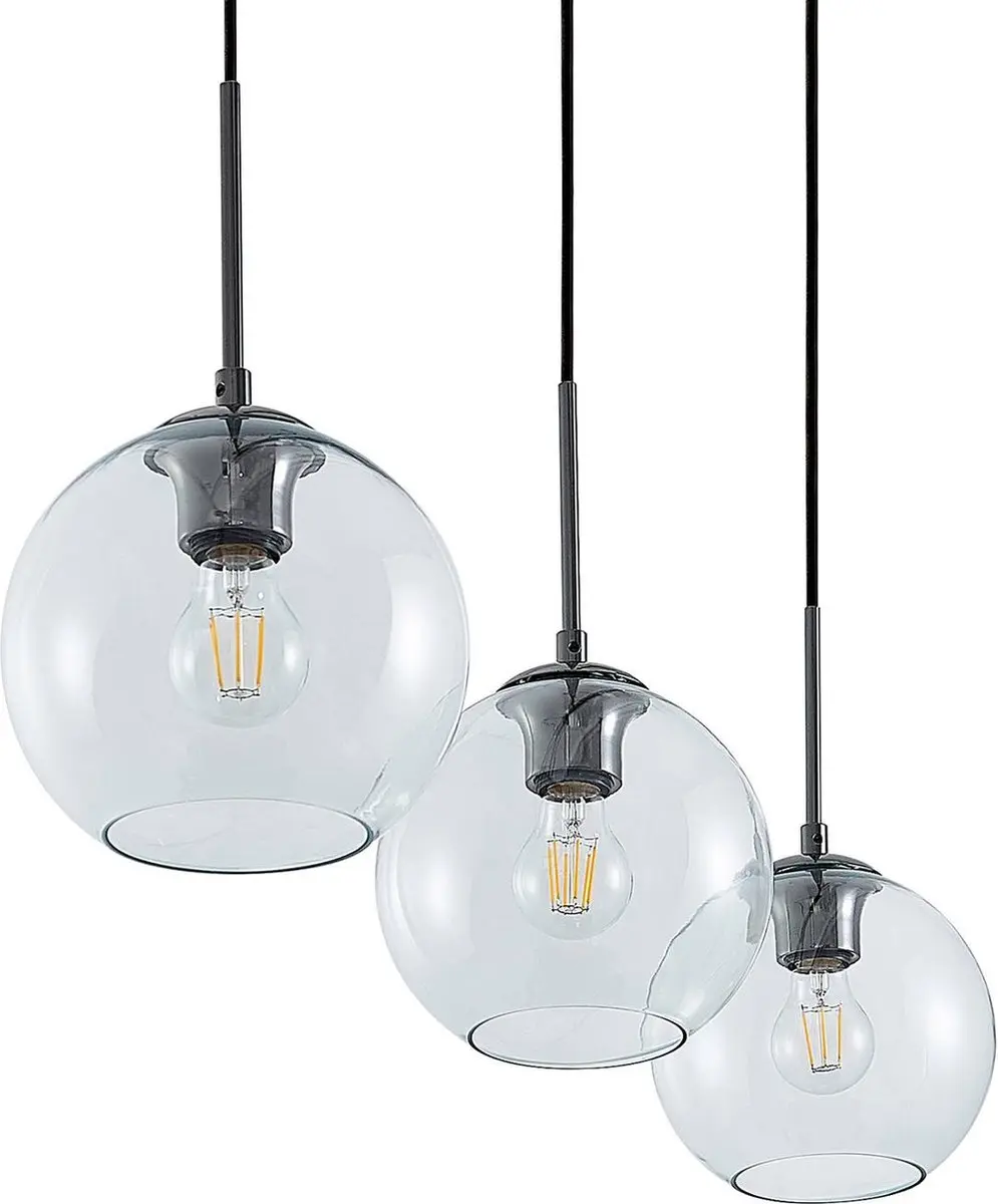 Lindby Hanglamp 3-Lichts Staal Glas - 60W