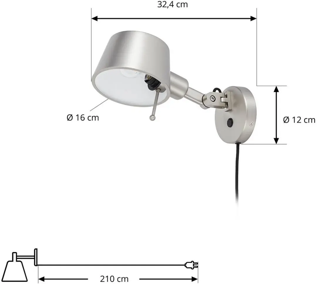 Lucande Wandlamp 1 Licht E27 Nikkel Satijn
