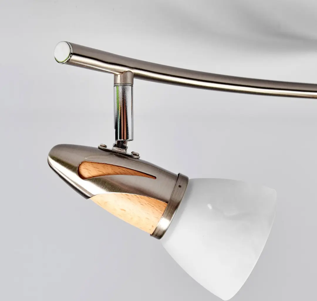 Lindby Plafondlamp 4 Lichtpunten Metaal/Hout/Glas - Nikkel/Wit