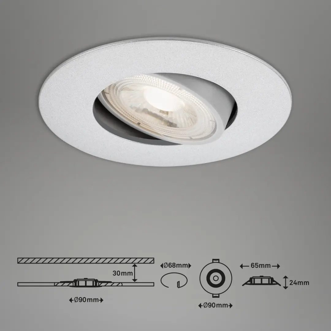 Briloner KULANA Inbouwspots 3x LED 5W - 460lm Warm Wit - Ø90mm - Mat Chroom
