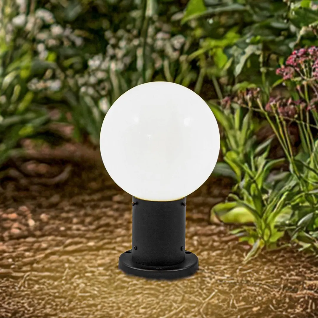 Lindby Sokkellamp E27 Glas Aluminium - 32cm - Wit/Zwart