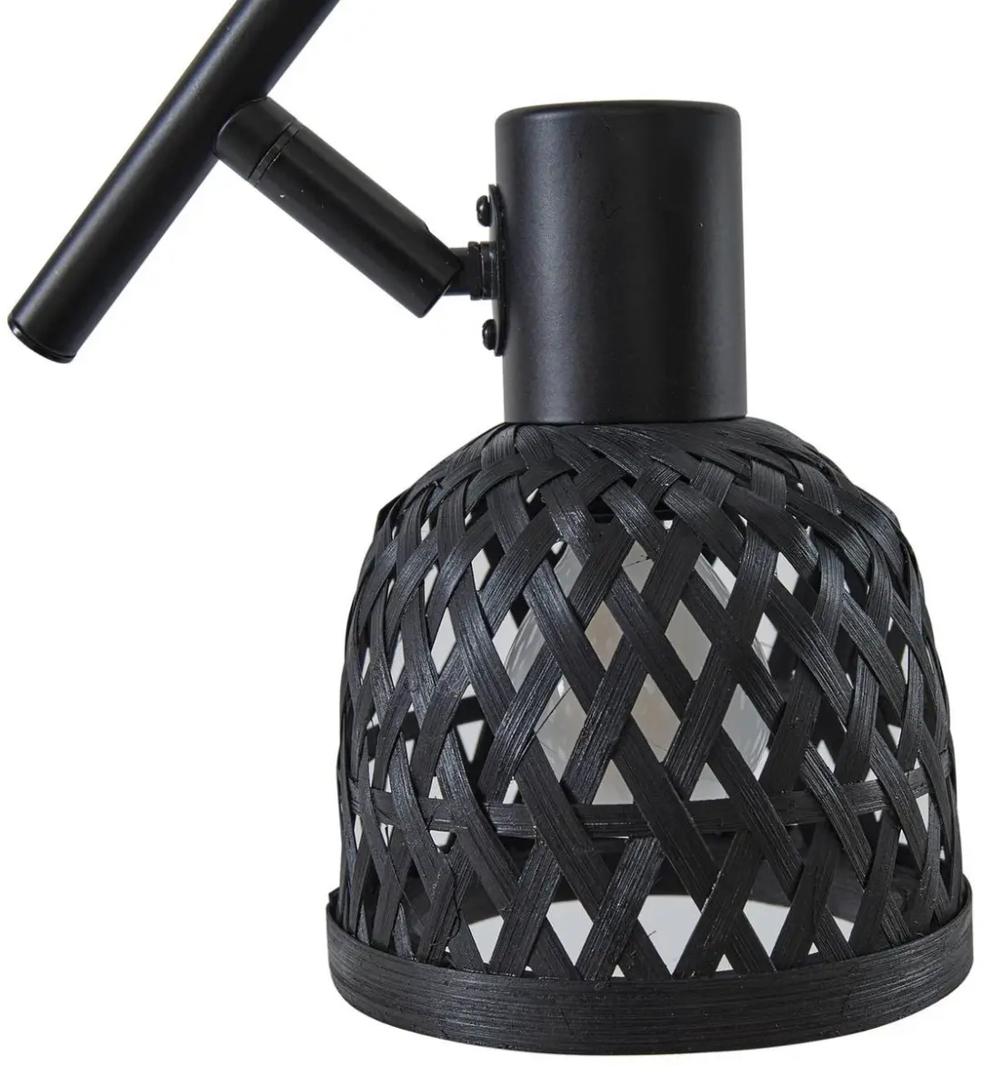 Lindby Plafondlamp Bamboe 4-Lichts - Ø10cm - Zwart