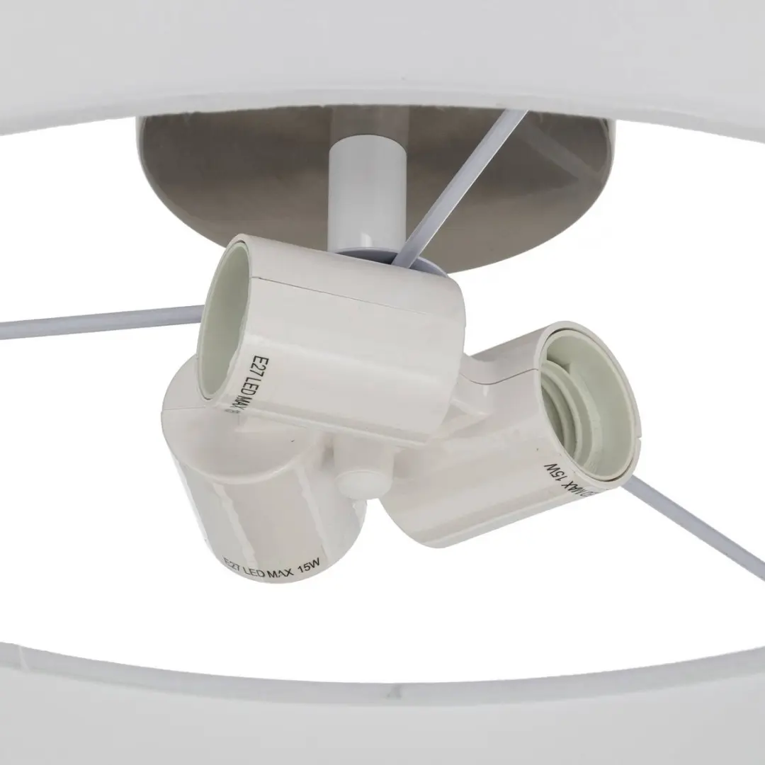 Lindby Plafondlamp 3-lichts - Ø50cm - Wit/mat nikkel