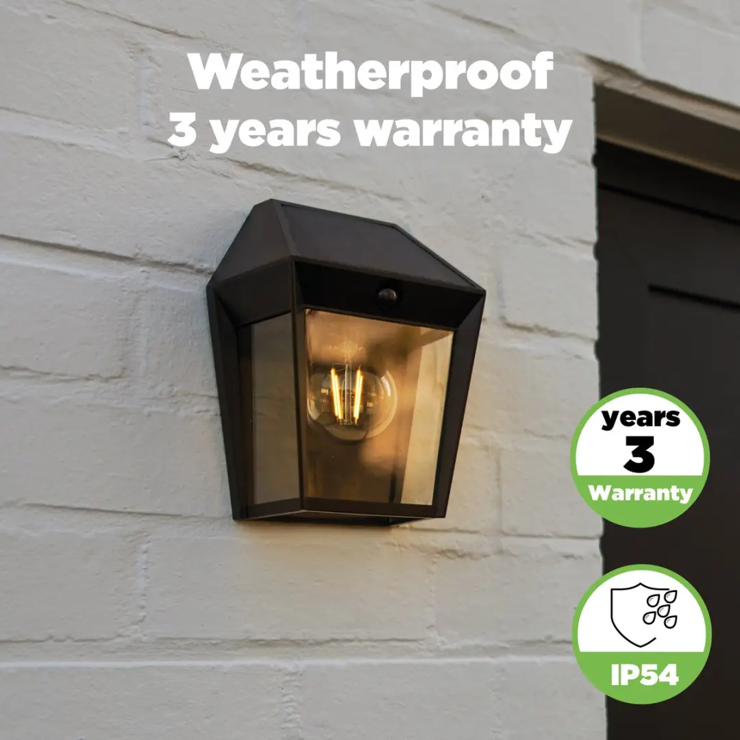 Lutec Avony Solar Wandlamp E27 - 200 Lm 2700K - PIR Sensor - IP44 Antraciet