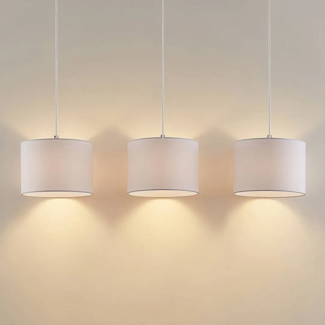 Lindby Hanglamp 3-lichts Eikenhout Textiel - 25cm