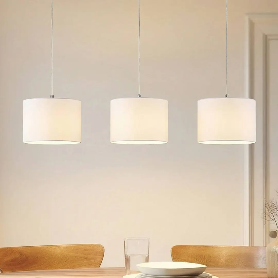 Lindby Hanglamp 3-lichts Eikenhout Textiel - 25cm