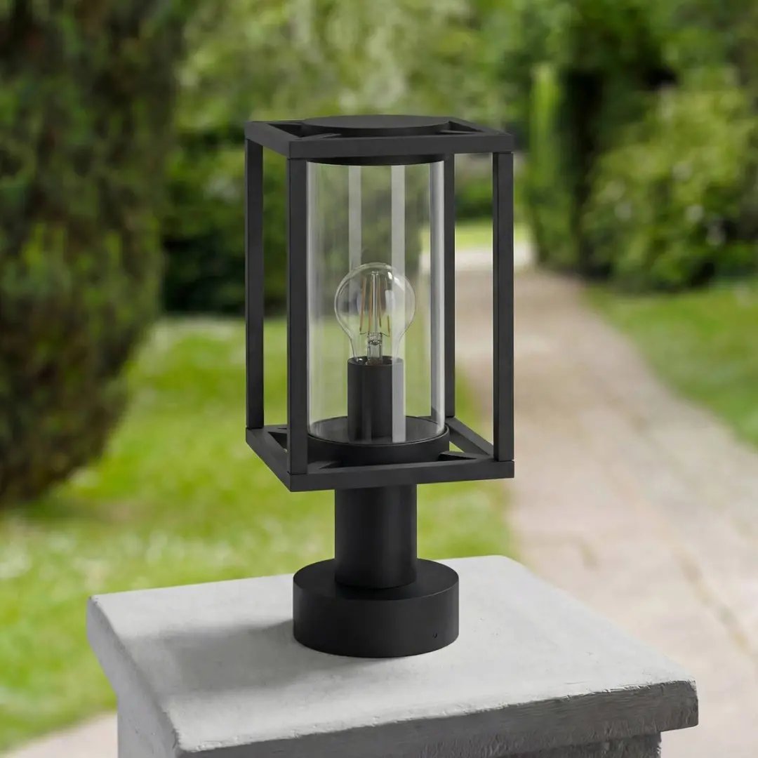 Lucande Sokkellamp Aluminium Glas E27 15W - Antraciet