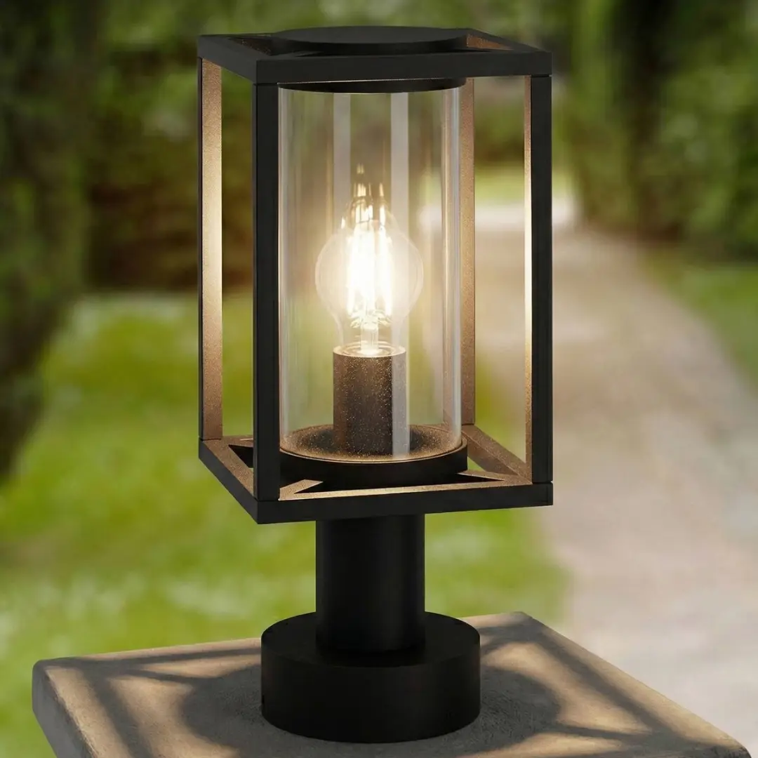 Lucande Sokkellamp Aluminium Glas E27 15W - Antraciet