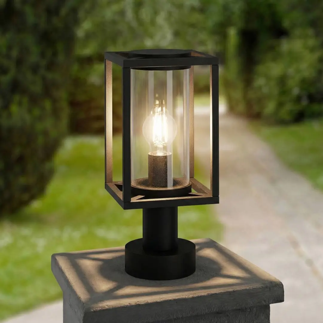 Lucande Sokkellamp Aluminium Glas E27 15W - Antraciet