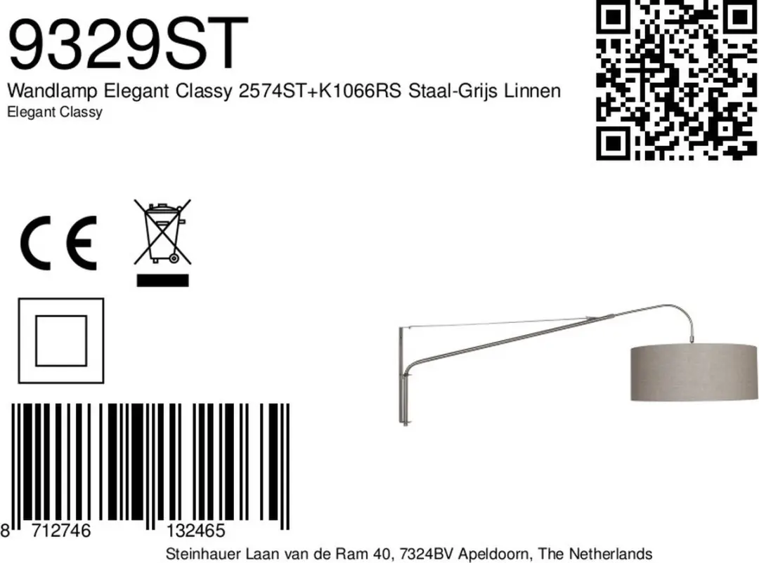 Steinhauer Wandlamp 9329ST - Zilver - Diameter 50cm - afbeelding 6 van 6