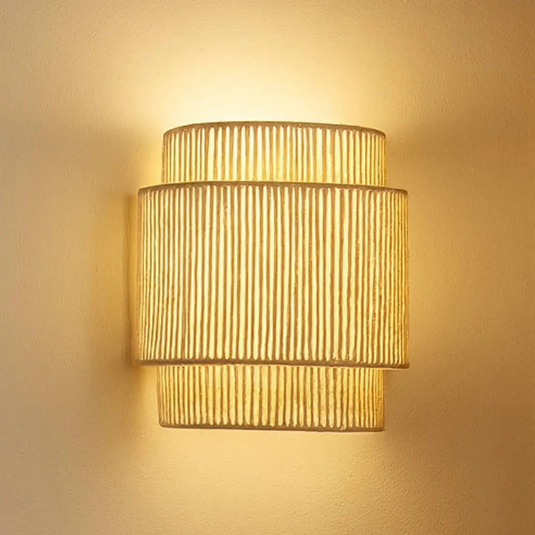 Lindby Wandlamp Papier Metaal 1 Licht - E27 - Beige