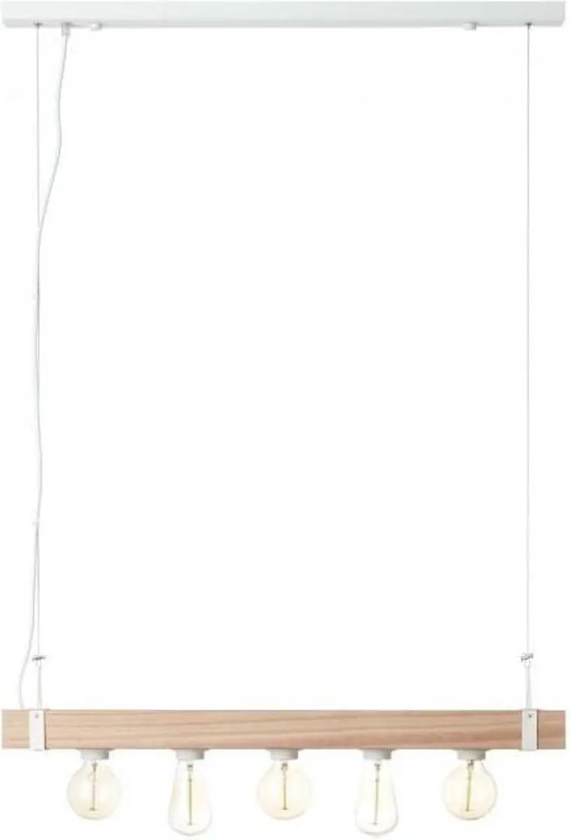 Brilliant White Wood Hanglamp 5-lichts