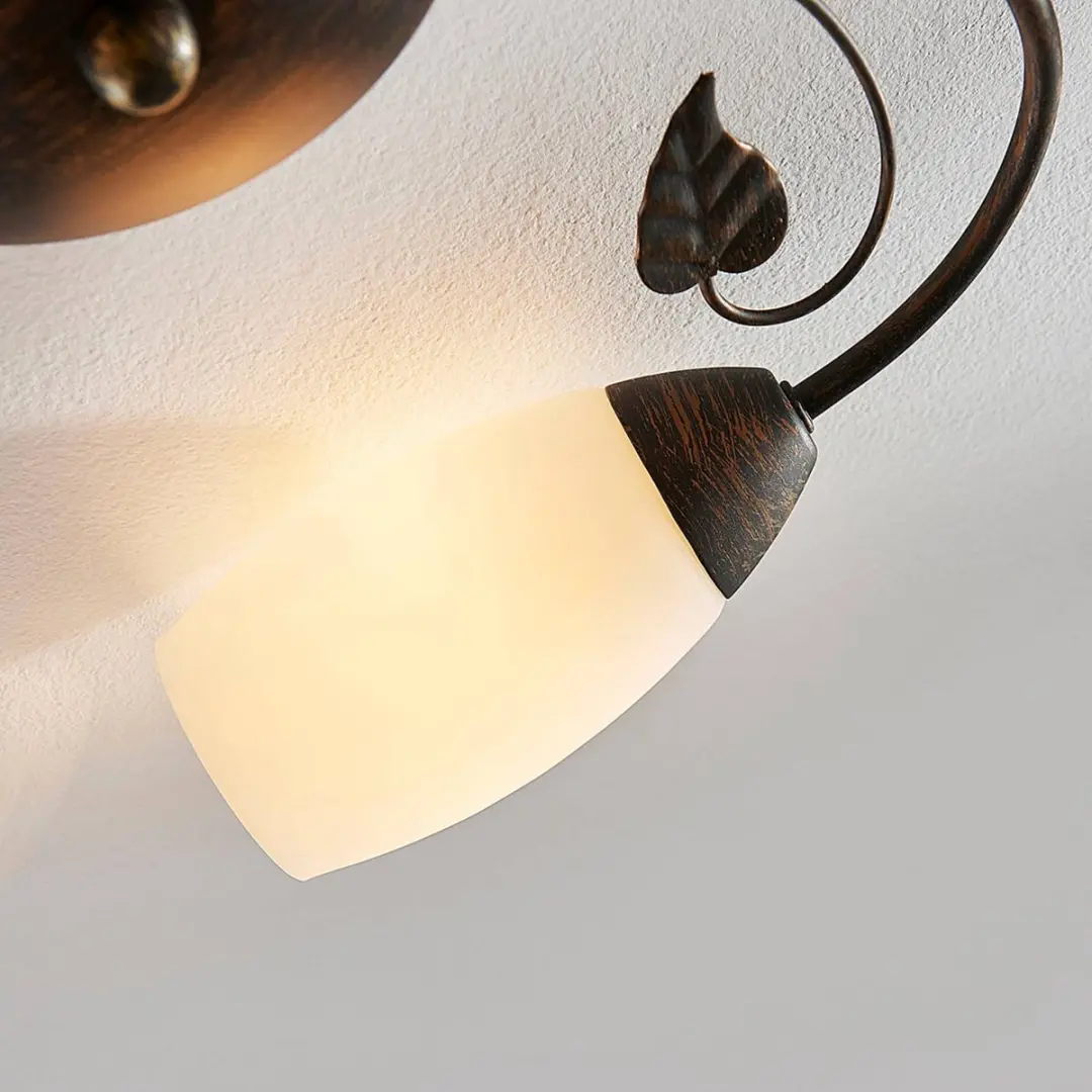 Lindby Stefania+ Plafondlamp 3 Lichtpunten - Ø46cm - Wit/Geborsteld Zwartgoud