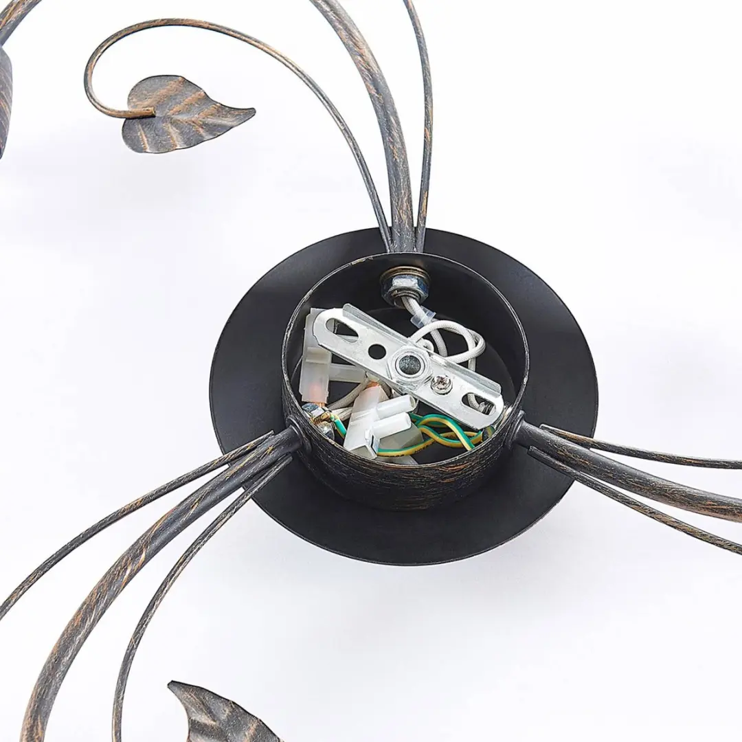 Lindby Stefania+ Plafondlamp 3 Lichtpunten - Ø46cm - Wit/Geborsteld Zwartgoud