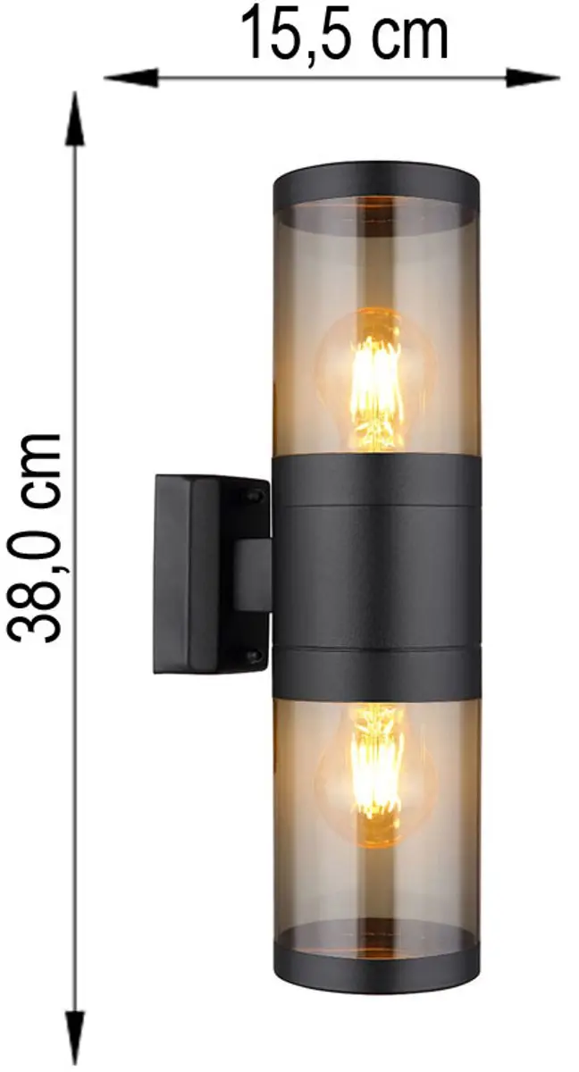 Globo Xeloo Wandlamp 2-punts - Zwart