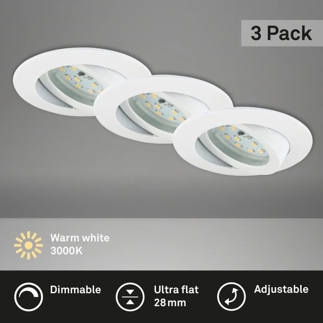 Briloner ATTACH DIM Inbouwspots 3x5,5W - Ø82mm - Zwart
