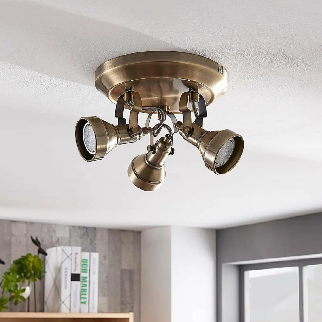 Lindby Plafondlamp 3x GU10 - 22cm - Antiek messing