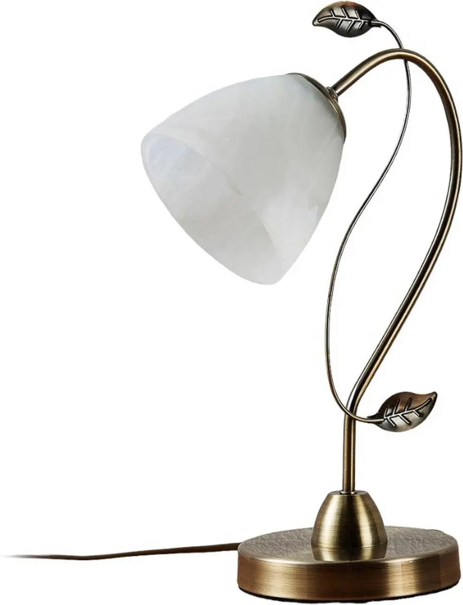Lindby Tafellamp 1 Licht E27 - 60W - Wit Albast/Oudmessing