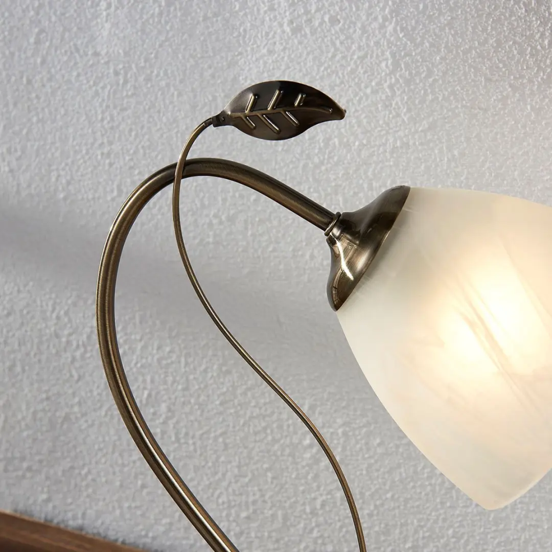 Lindby Tafellamp 1 Licht E27 - 60W - Wit Albast/Oudmessing