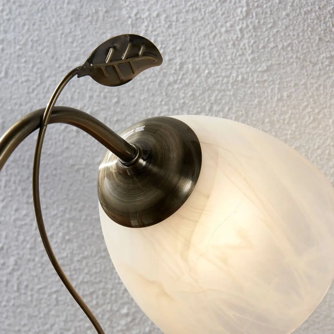 Lindby Tafellamp 1 Licht E27 - 60W - Wit Albast/Oudmessing